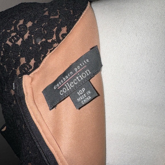 DRESS BARN COLLECTION PETITE Black Sleeveless Layered Lace Dress Size 10P - Picture 5 of 5
